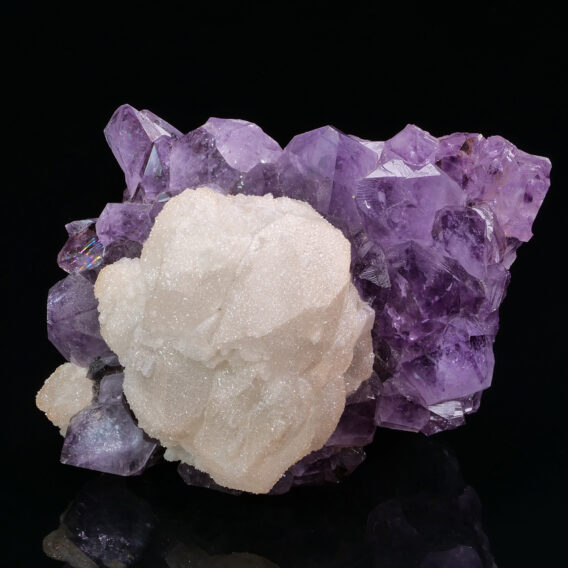 Calcite on Amethyst from Brazil